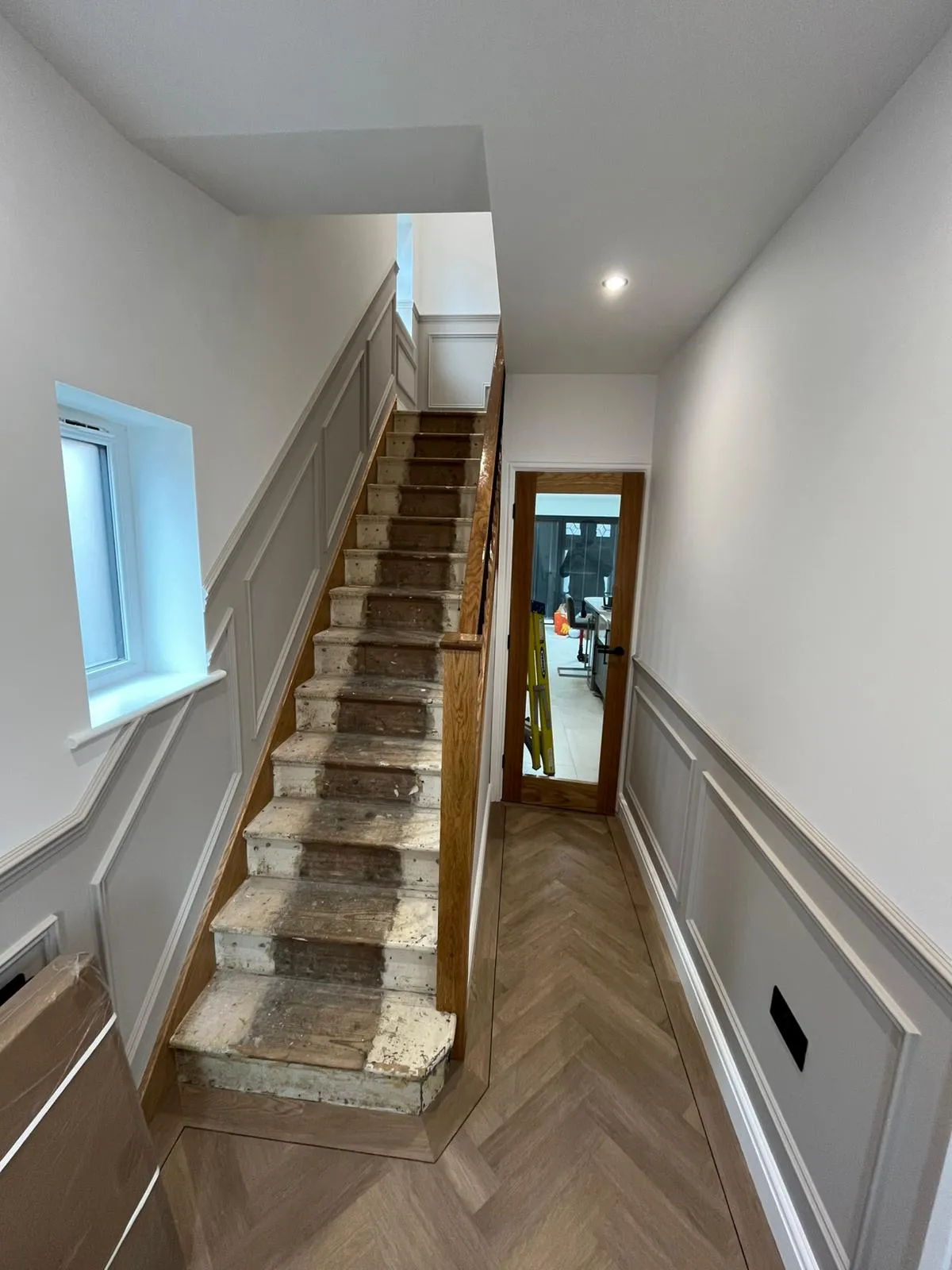 Interior hallway wall panelling